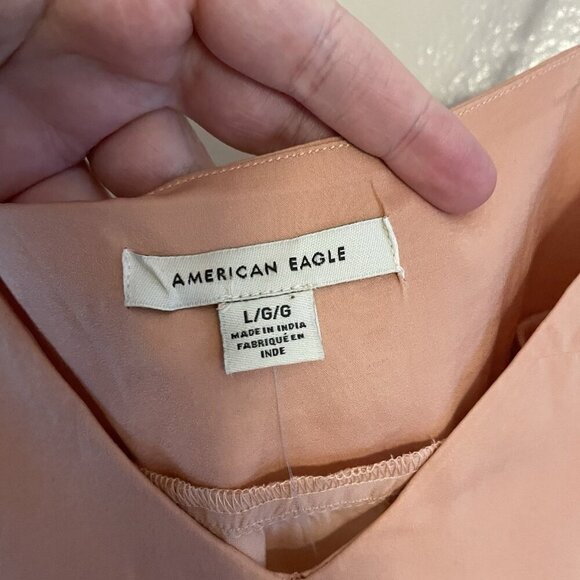 American Eagle Women L Peach Spaghetti Straps V-Neck Crop Babydoll Tank Top NWT - Picture 5 of 9